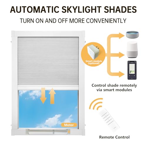 Custom Size White Motorized Skylight Shades with Mobile APP Support