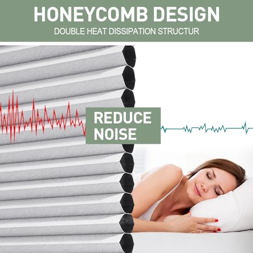Zshine Motorized Honeycomb Blinds Full Blackout Off White for Skylight