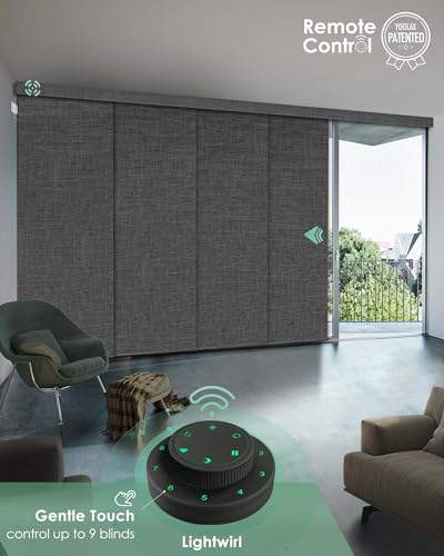 Dark Grey XL Smart Motorized Sliding Blinds for Glass Doors, Alexa Compatible