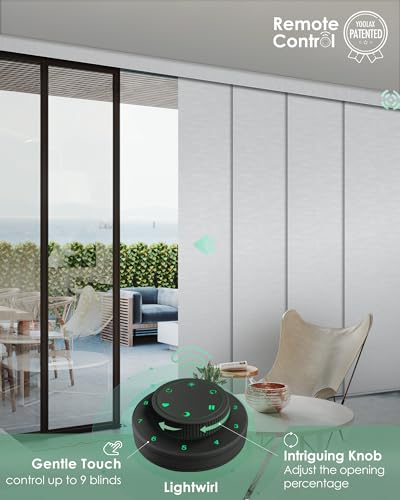 Yoolax Custom XL Motorized Blackout Vertical Blinds - Jacquard White Alexa-Compatible