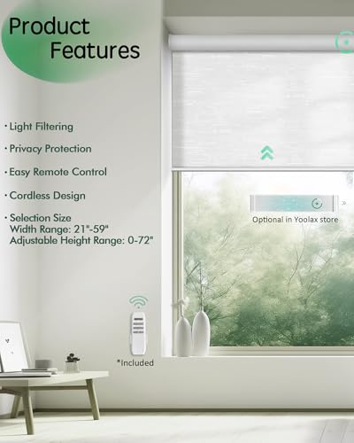 Smart Motorized Light Filtering Blinds for Indoor Windows (50% Shading) - Bedroom, Living Room, Office