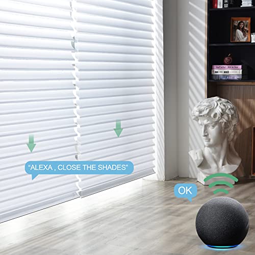 Yoolax Smart Motorized Blinds - Voice Control, 60% Blackout, White