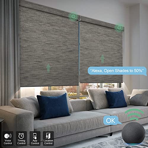 Yoolax V-Canyon Black Brown Smart Motorized Blinds with Remote