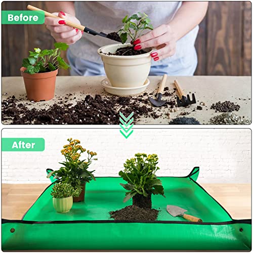 Indoor Planting Mat 26.8"x26.8", Waterproof Succulent Potting Square Ledger Gardening Gift