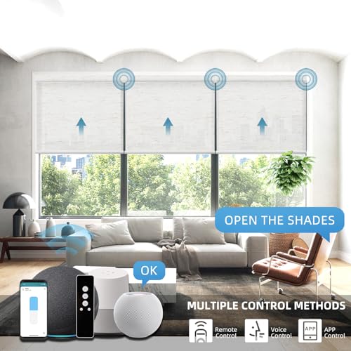Smart Motorized 70% Blackout Blinds with HomeKit, Remote & App Control, Linen White