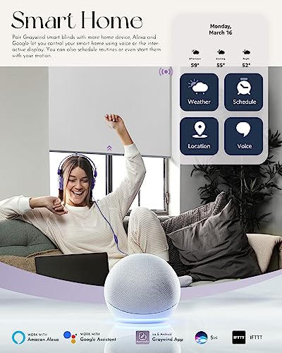 Graywind Smart Battery Motorized Blackout Roller Shades with Remote Control
