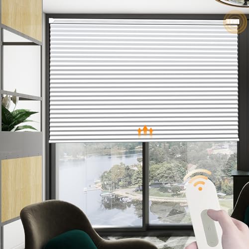 Smart Home Cordless Blackout Honeycomb Blinds with Remote, Custom Size, White