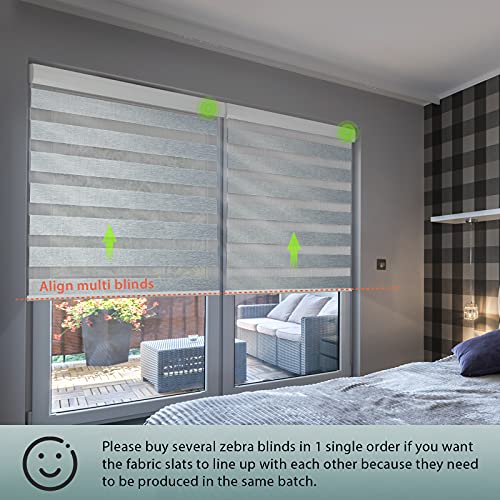 Luxury Grey Motorized Zebra Blinds with Alexa Integration