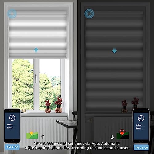 SmartWings Motorized 100% Blackout Honeycomb Blinds, Zigbee/Alexa Compatible, Wireless Remote, Custom Size, White