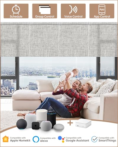 Custom Electric Blinds with Remote & App Control (75% Blackout Mist Ash Grey)