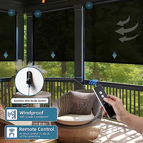 SmartWings Motorized Outdoor Patio Shades with Smart Motor & Remote Control